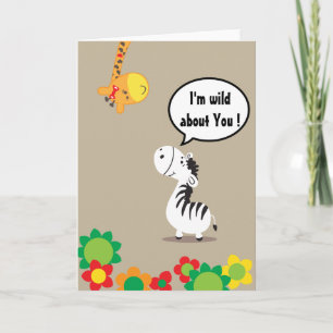 Cartes Pour Fêtes Annuelles Joyeux Valentines Day joli zèbre et girafe