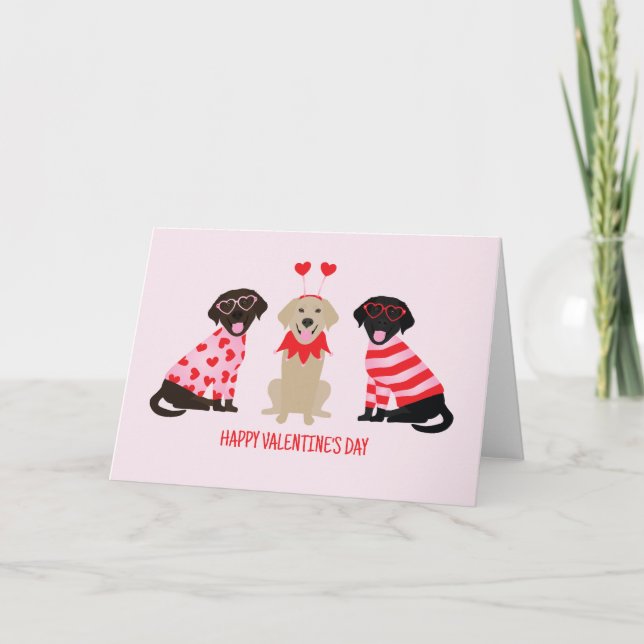 Cartes Pour Fêtes Annuelles Joyeux Valentines Day Labrador Retriever Dogs (Devant)