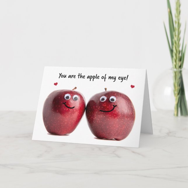 Cartes Pour Fêtes Annuelles Joyeux Valentines Day mignonne Apple Couple Humour (Devant)