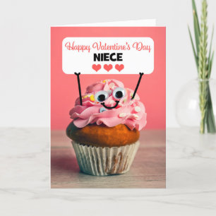 Cartes Pour Fêtes Annuelles Joyeux Valentines Day Niece Cute Cupcake