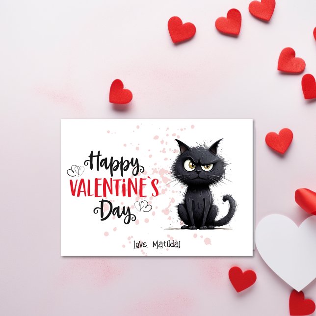Cartes Pour Fêtes Annuelles Joyeux Valentines Jour drôle Pun Noir Chat (Créateur téléchargé)