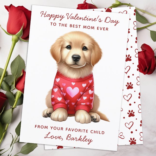 Cartes Pour Fêtes Annuelles Joyeux Valentines Jour Du Chien Golden Retriever (Créateur téléchargé)