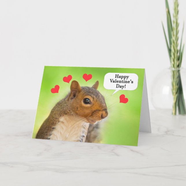 Cartes Pour Fêtes Annuelles Joyeux Valentines Jour Écureuil avec les coeurs (Devant)