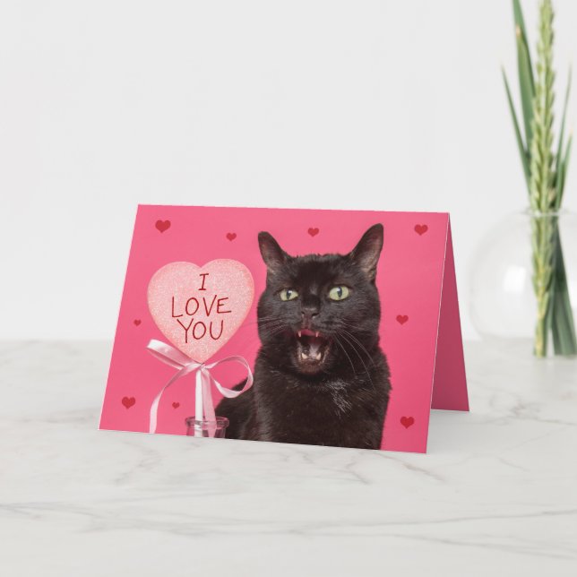 Cartes Pour Fêtes Annuelles Joyeux Valentines Jour Je T'Aime Drôle Parler Chat (Devant)