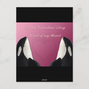 Cartes Pour Fêtes Annuelles Joyeux Valentines Jour Orca tueur de baleine Coeur