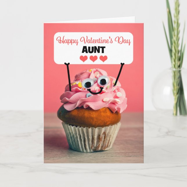 Cartes Pour Fêtes Annuelles Joyeux Valentines Jour Tante Cute Cupcake (Devant)