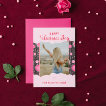 Joyeux Valentines Whimsical Coeurs rose Nom de la 