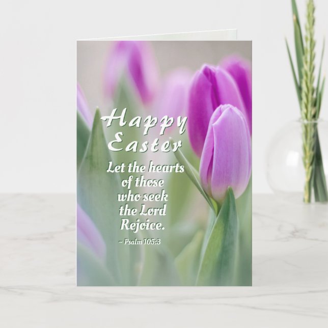 Cartes Pour Fêtes Annuelles Joyeux Verset Bible de Pâques Tulipes roses (Devant)