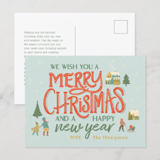 Cartes Pour Fêtes Annuelles Joyeux Village de Noël Lettré à la main