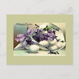Cartes Pour Fêtes Annuelles Joyeux Violets et Oeufs de Pâques Vintages