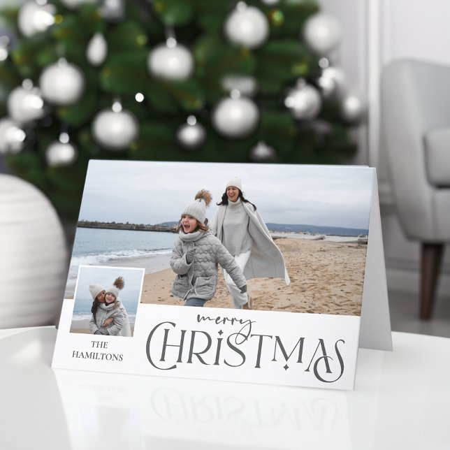 Cartes Pour Fêtes Annuelles Joyeux voeux de Noël avec Insertion photo Argent (Créateur téléchargé)