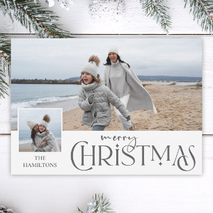 Cartes Pour Fêtes Annuelles Joyeux voeux de Noël avec Insertion photo Argent