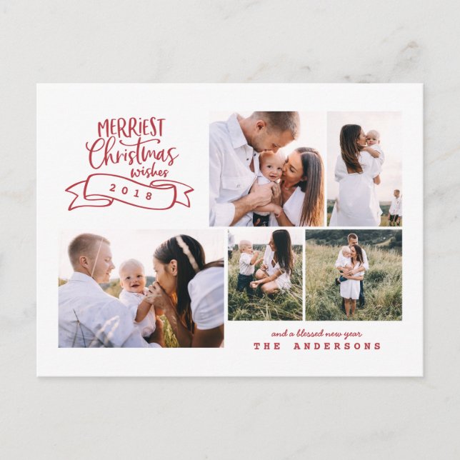 Cartes Pour Fêtes Annuelles Joyeux voeux de Noël multi photo vacances (Devant)