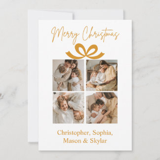 Cartes Pour Fêtes Annuelles Joyeux voeux de Noël Photo Collage Or