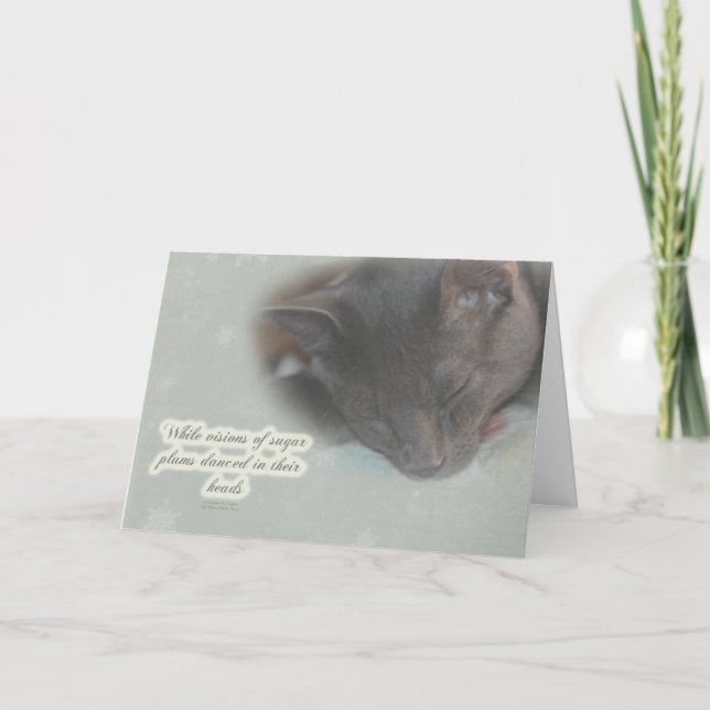Cartes Pour Fêtes Annuelles Joyeux voeux de Noël - Sleeping Kitty - Dreams (Devant)