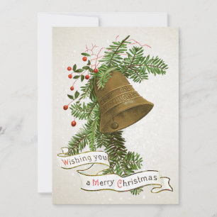 Cartes Pour Fêtes Annuelles Joyeux voeux de Noël Vintage Bell À feuillage pers