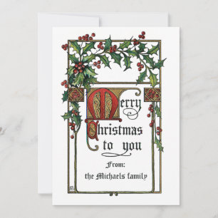 Cartes Pour Fêtes Annuelles Joyeux voeux de Noël Vintage frontière Holly