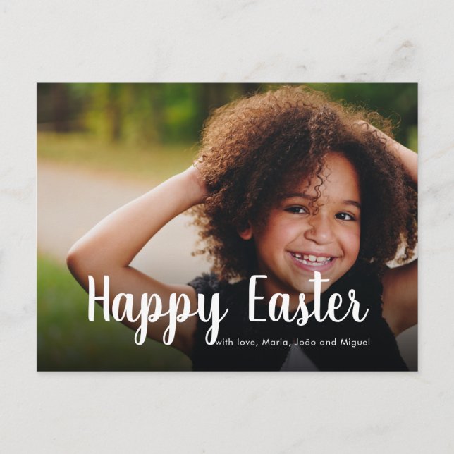 Cartes Pour Fêtes Annuelles Joyeux voeux de Pâques Photo Famille Caligraphie m (Devant)