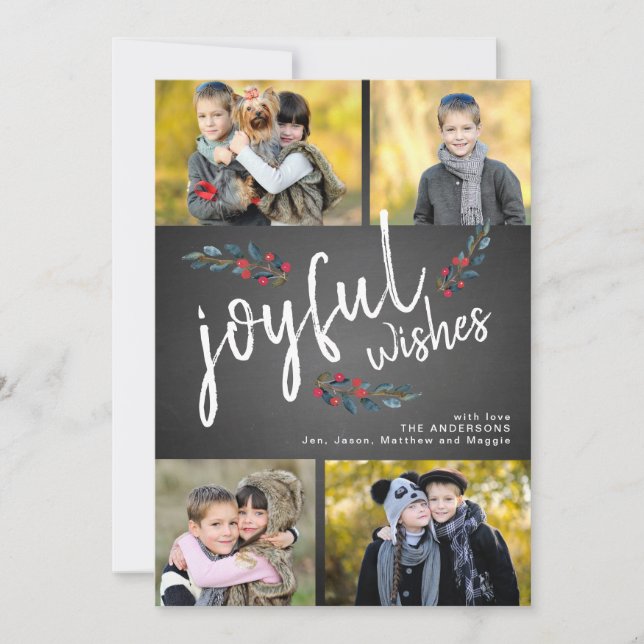 Cartes Pour Fêtes Annuelles Joyeux Voeux Tableau noir Noël 4 Photo Collage (Devant)