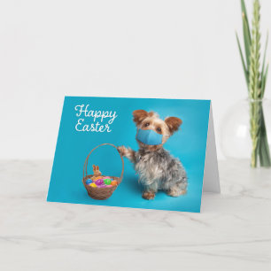 Cartes Pour Fêtes Annuelles Joyeux Yorkie Chien de Pâques en Masque Visage Ave