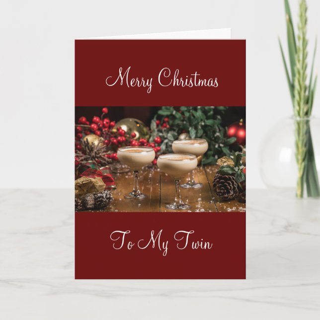 CARTES POUR FÊTES ANNUELLES JOYEZ NOËL ET UN TOAST À MON ***TWIN*** (Devant)
