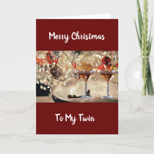 CARTES POUR FÊTES ANNUELLES JOYEZ NOËL ET UN TOAST À MON ***TWIN***