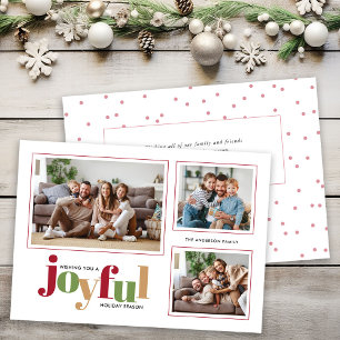 Cartes Pour Fêtes Annuelles Joyful 3 Photos Message personnel Noël