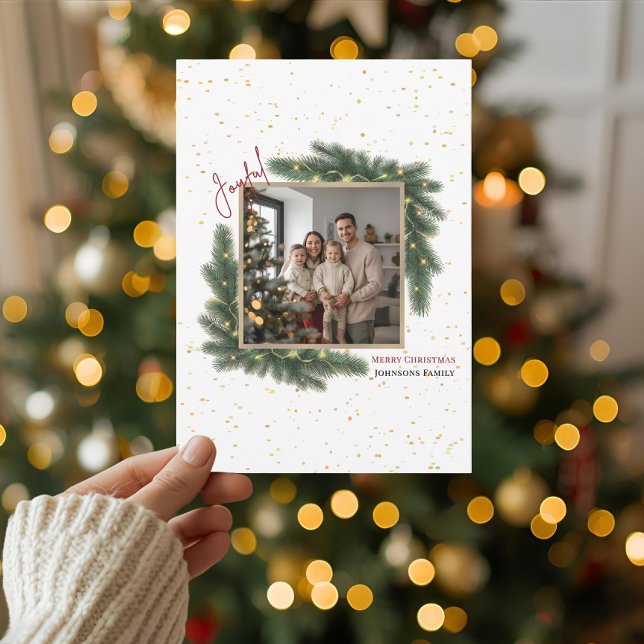 Cartes Pour Fêtes Annuelles Joyful Christmas Personalized Family Photo Holiday (Créateur téléchargé)