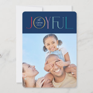 Cartes Pour Fêtes Annuelles JOYFUL FAMILLE PHOTO moderne élégant foncé coloré