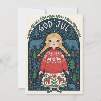 Cartes Pour Fêtes Annuelles Joyful Girl In Red Sweater