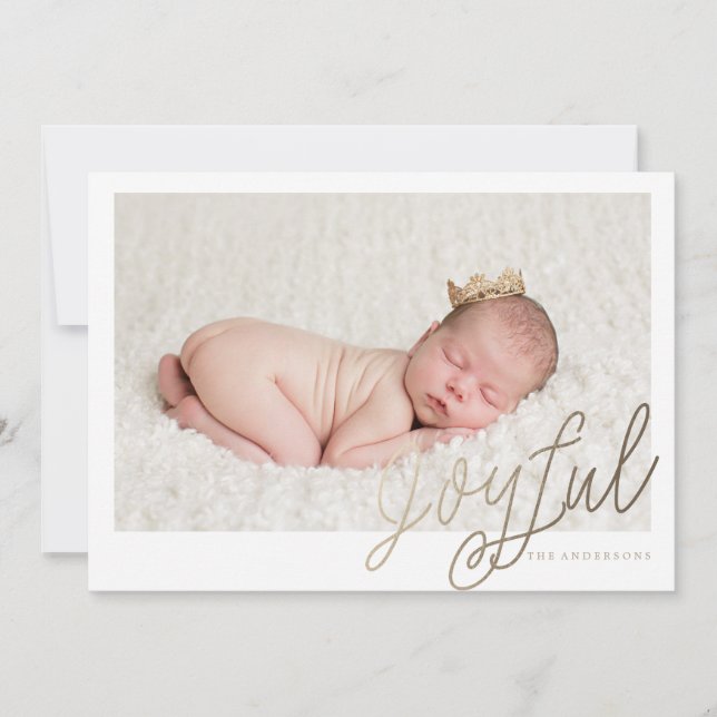 Cartes Pour Fêtes Annuelles JOYFUL GOLD FOIL photo christmas greeting card (Devant)