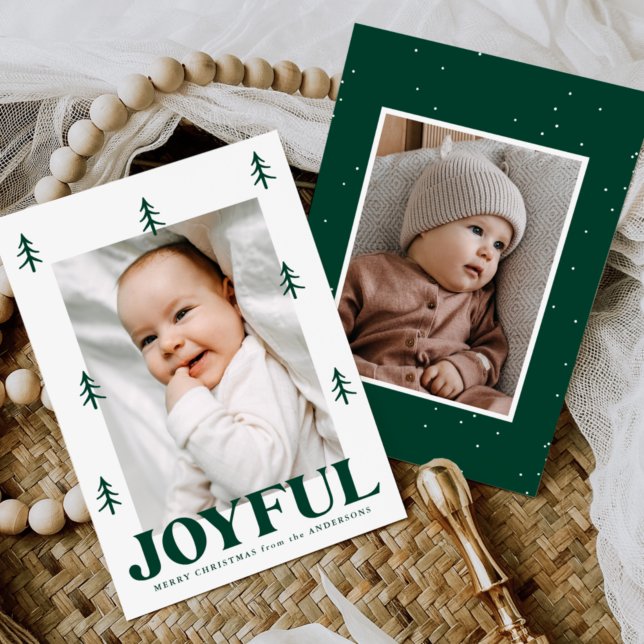 Cartes Pour Fêtes Annuelles Joyful Green Trees 2 Photo (Créateur téléchargé)