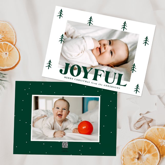 Cartes Pour Fêtes Annuelles Joyful Green Trees 2 Photo (Créateur téléchargé)