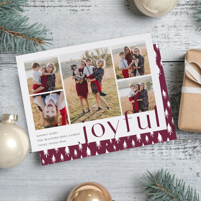 Cartes Pour Fêtes Annuelles Joyful | Holiday Photo Collage Card | (Créateur téléchargé)