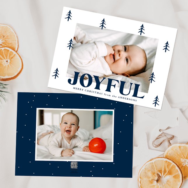 Cartes Pour Fêtes Annuelles Joyful Navy Trees 2 Photo (Créateur téléchargé)