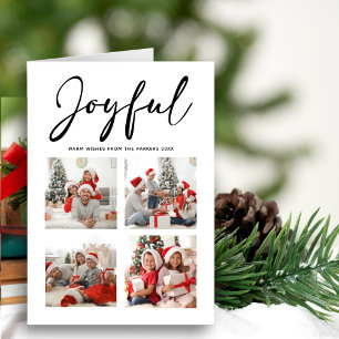 Cartes Pour Fêtes Annuelles JOYFUL Script Noir Simple Photo Collage