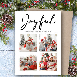 Cartes Pour Fêtes Annuelles JOYFUL Script Noir Simple Photo Collage