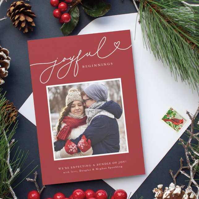 Cartes Pour Fêtes Annuelles Joyful Start Christmas Pregnancy Announcement (Créateur téléchargé)
