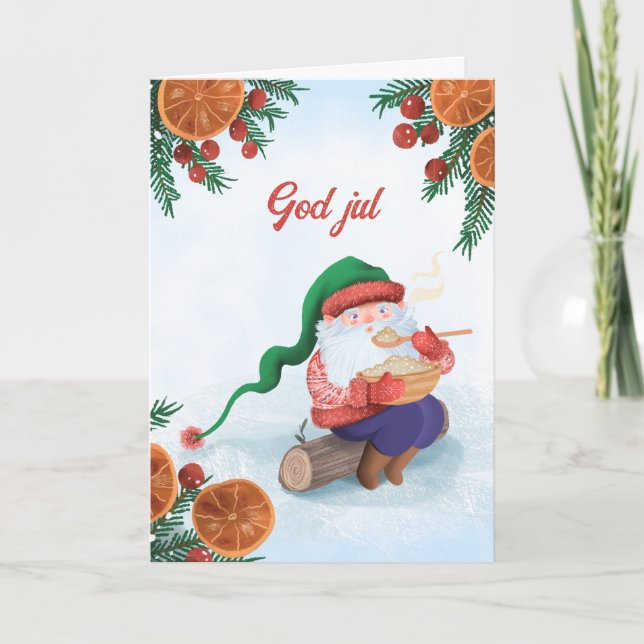 Cartes Pour Fêtes Annuelles Jultomten suédois Dieu Jul Noël (Devant)