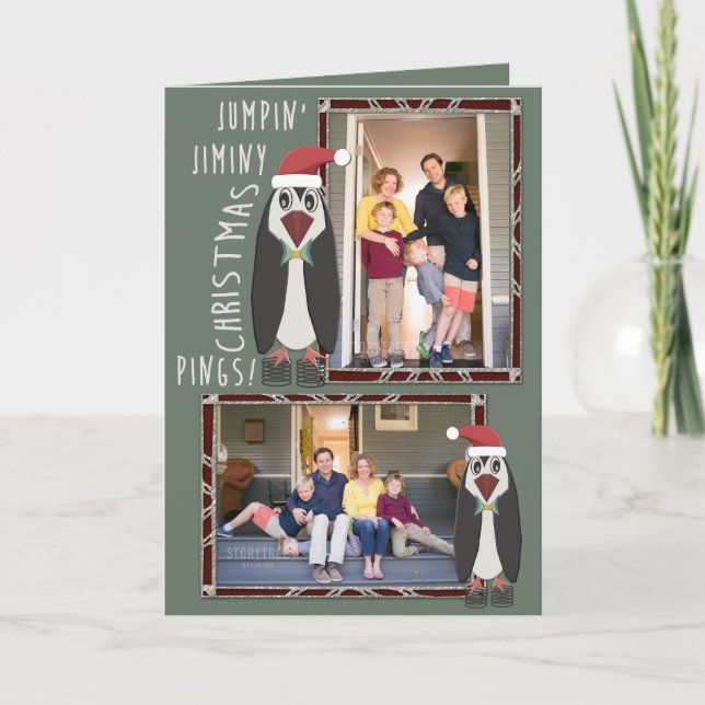 Cartes Pour Fêtes Annuelles Jumping Jiminy Photos de Noël - Personnalisé (Devant)