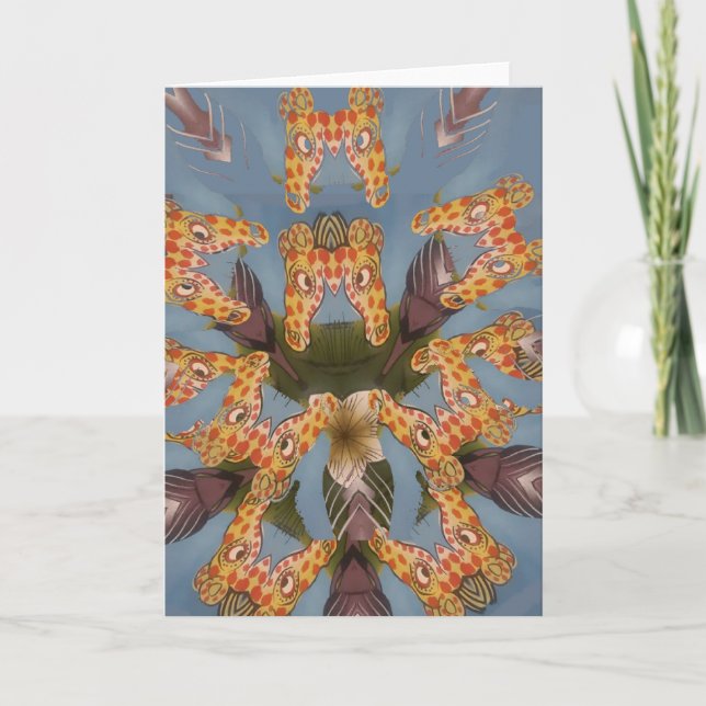 Cartes Pour Fêtes Annuelles Kaleidoscope Giraffe Mandala : Safari Art Abstrait (Devant)