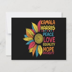 Cartes Pour Fêtes Annuelles Kamala Harris Peace Love Equality Hope Diversity
