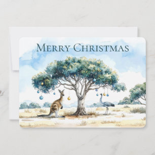 Cartes Pour Fêtes Annuelles Kangaroo et Emu Christmas Gumtree Baubles