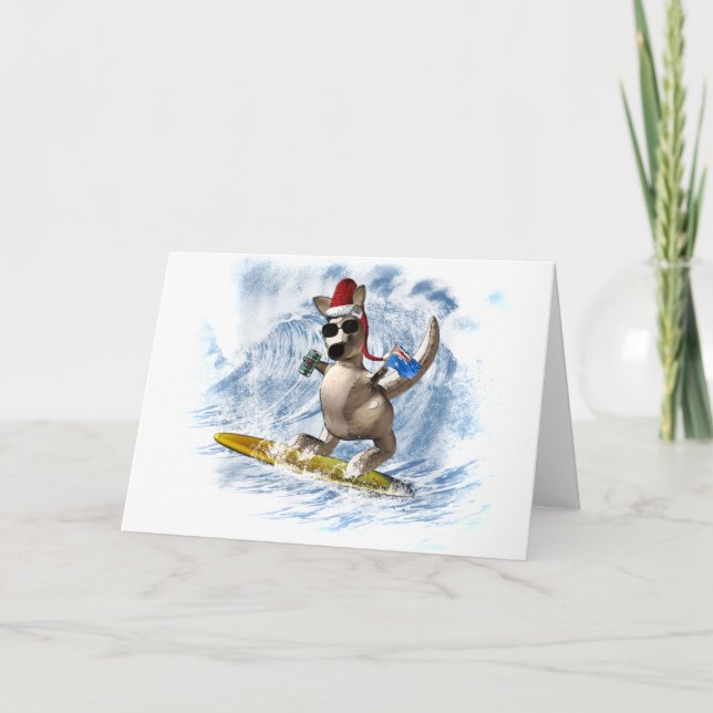 Cartes Pour Fêtes Annuelles Kangourou de Noël (Devant)