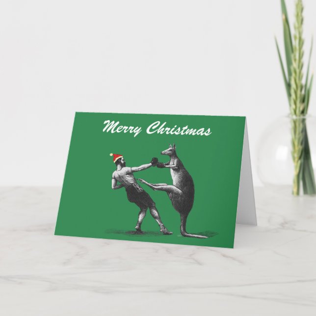 Cartes Pour Fêtes Annuelles kangourou de Noël de boxe (Devant)