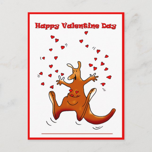Cartes Pour Fêtes Annuelles Kangourou heureux de Saint Valentin avec les (Devant)