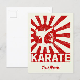 Cartes Pour Fêtes Annuelles Karate Martial Arts avec design Vintage japonais