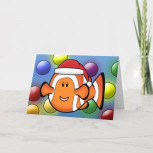 Cartes Pour Fêtes Annuelles Kawaii Clownfish Christmas Card