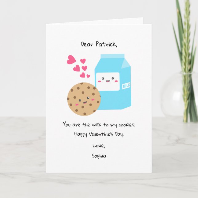 Cartes Pour Fêtes Annuelles Kawaii Milk Cookies Saint Valentin mignonne sucré (Devant)