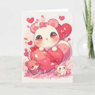 Cartes Pour Fêtes Annuelles Kawaii Oears Heart Love